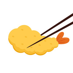 Tempura fried shrimp vector isolated illustration. Tempura fried shrimp on white background.