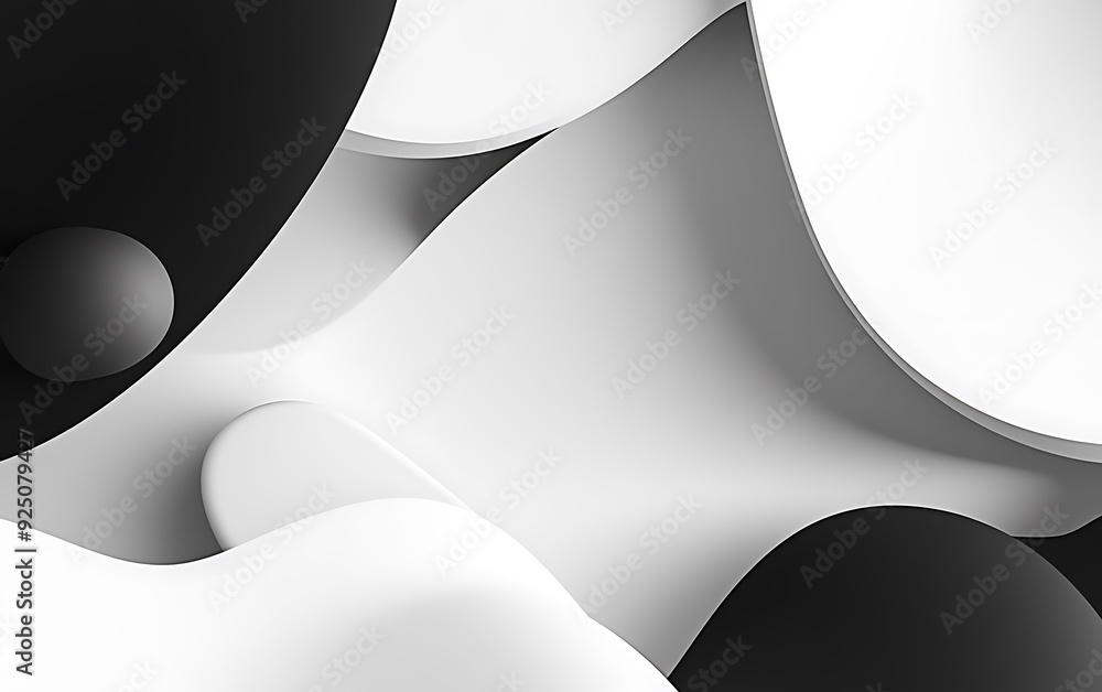 Poster Minimalist Modern Abstract Background with Black and White Shapes and Negative Space