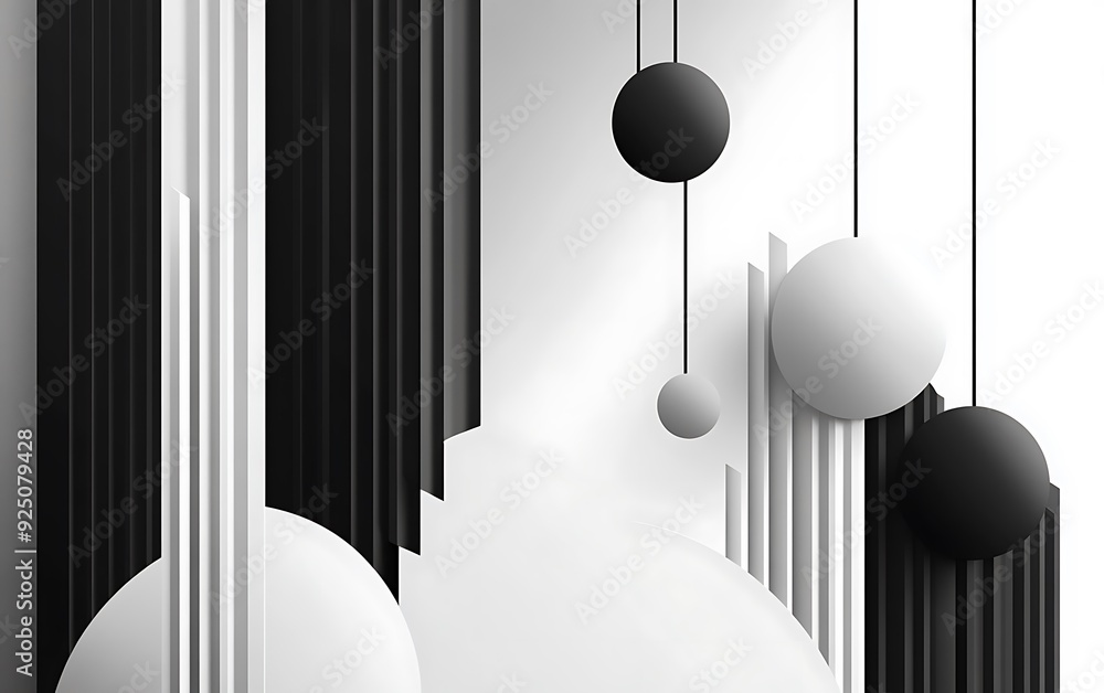 Poster minimalist modern abstract background with black and white shapes and negative space