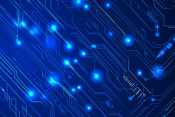 Futuristic vector illustration of a blue circuit board with intricate digital tech elements, perfect for advanced technology backgrounds.