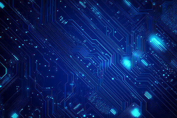 Futuristic vector illustration of a blue circuit board with intricate digital tech elements, perfect for advanced technology backgrounds.