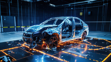 Car safety testing with crash simulations and protective measures