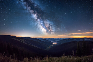 clear Starry night with the Milky Way Galaxy