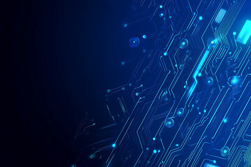 Obraz premium Futuristic vector illustration of a blue circuit board with intricate digital tech elements, perfect for advanced technology backgrounds.