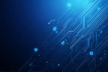 Futuristic vector illustration of a blue circuit board with intricate digital tech elements, perfect for advanced technology backgrounds.