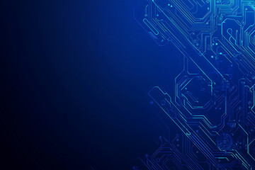 Futuristic vector illustration of a blue circuit board with intricate digital tech elements, perfect for advanced technology backgrounds.