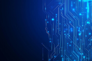 Futuristic vector illustration of a blue circuit board with intricate digital tech elements, perfect for advanced technology backgrounds.