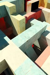 Abstract Geometric Architecture Design with Colorful Blocks