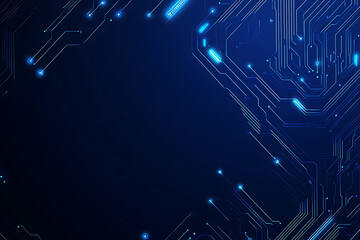 Obraz premium Futuristic vector illustration of a blue circuit board with intricate digital tech elements, perfect for advanced technology backgrounds.