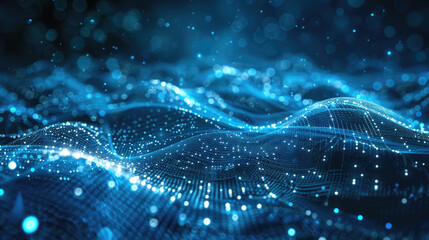 Futuristic Abstract Digital Cyberspace Background with Waving Lines