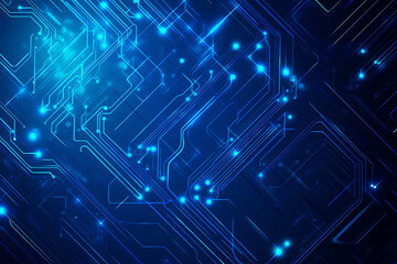 Futuristic vector illustration of a blue circuit board with intricate digital tech elements, perfect for advanced technology backgrounds.