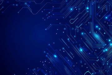 Futuristic vector illustration of a blue circuit board with intricate digital tech elements, perfect for advanced technology backgrounds.