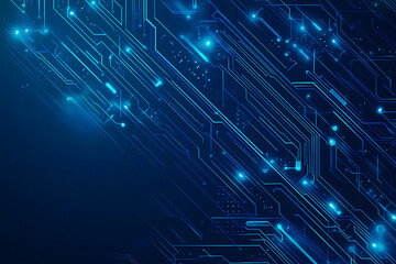 Futuristic vector illustration of a blue circuit board with intricate digital tech elements, perfect for advanced technology backgrounds.