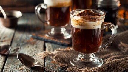 Delicious Irish Coffee with Whipped Cream and Cinnamon