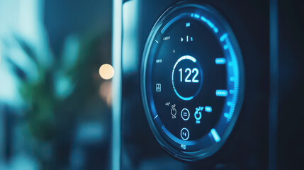 Close-up of a smart thermostat interface showing energy usage data