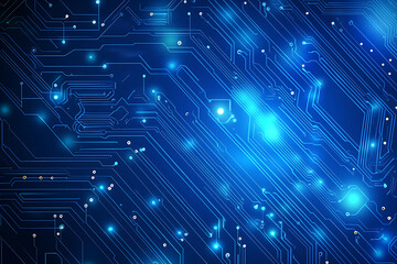 Fototapeta premium Futuristic vector illustration of a blue circuit board with intricate digital tech elements, perfect for advanced technology backgrounds.