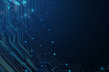 Futuristic vector illustration of a blue circuit board with intricate digital tech elements, perfect for advanced technology backgrounds.
