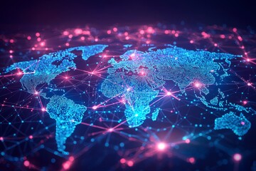 Fototapeta premium Global Digital Business Network Connection Illustration created with Generative AI