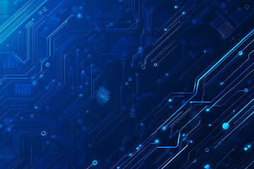 Obraz premium Futuristic vector illustration of a blue circuit board with intricate digital tech elements, perfect for advanced technology backgrounds.