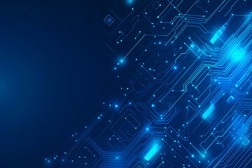 Obraz premium Futuristic vector illustration of a blue circuit board with intricate digital tech elements, perfect for advanced technology backgrounds.