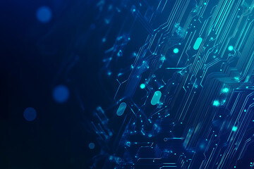 Fototapeta premium Futuristic vector illustration of a blue circuit board with intricate digital tech elements, perfect for advanced technology backgrounds.
