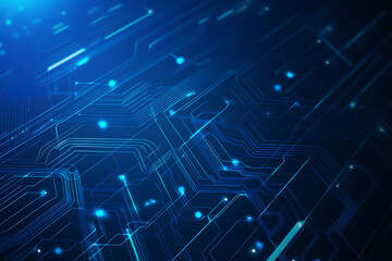Futuristic vector illustration of a blue circuit board with intricate digital tech elements, perfect for advanced technology backgrounds.
