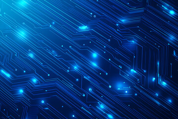 Futuristic vector illustration of a blue circuit board with intricate digital tech elements, perfect for advanced technology backgrounds.