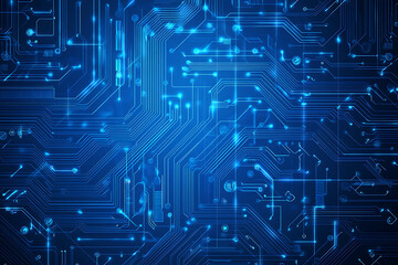 Futuristic vector illustration of a blue circuit board with intricate digital tech elements, perfect for advanced technology backgrounds.