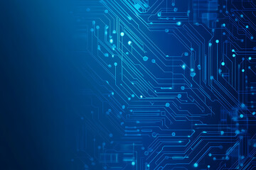Futuristic vector illustration of a blue circuit board with intricate digital tech elements, perfect for advanced technology backgrounds.