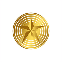 Gold star logo vector illustration on white background. Gold star icon.