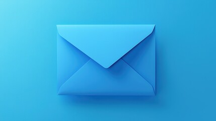 A blue envelope with a white stamp on it