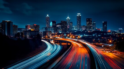 Obraz premium Urban Lightscapes: Long Exposure Photography Captures City Life