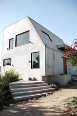 Modern Concrete House With Large Windows and Steps