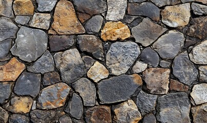 Fototapeta premium Rustic Cobblestone Texture Background with Irregular Shapes in Grey and Brown