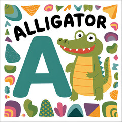 Obraz premium Cartoon animal alphabets, colorful for children to learn alphabets by seeing animals. Good for education, pre-school, kindergarten