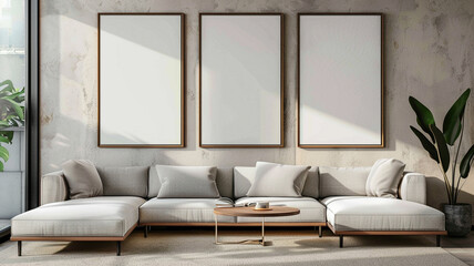 blank empty frames in a living room