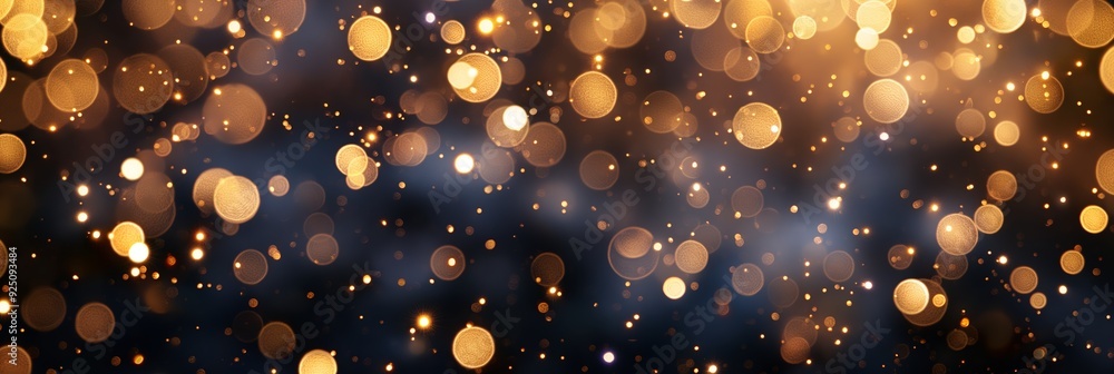 Aufkleber this image features a mesmerizing abstract composition of golden glowing bokeh lights set against a 