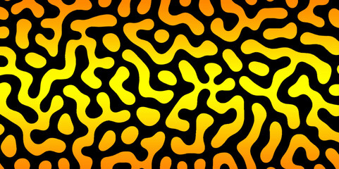 Abstract Turing organic wallpaper with background. Turing reaction diffusion monochrome seamless pattern with chaotic motion. Natural seamless line pattern. Linear design with biological shapes.