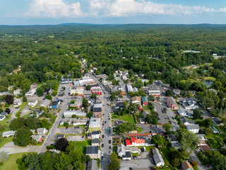 Obraz premium August 14 2024, Sunny afternoon summer aerial photo of the area surrounding Red Hook, NY, USA