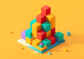 Obraz premium Colorful 3D Cubes Stacked on Top of Each Other