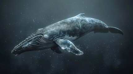 Fototapeta premium Image of a whale swimming near the ocean surface,