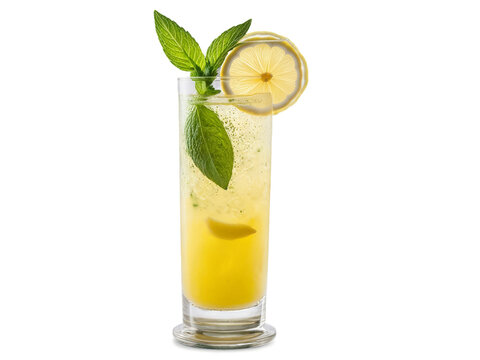 Seychellois Calou in tall glass garnished with slice of lemon and sprig of mint