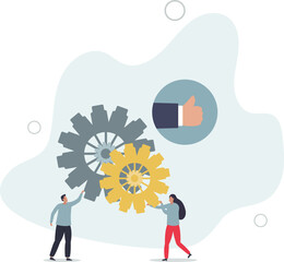 Team building activity for effective business partnership.flat design with people.