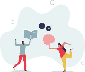 Mental brain skills development with intelligence training.flat design with people.
