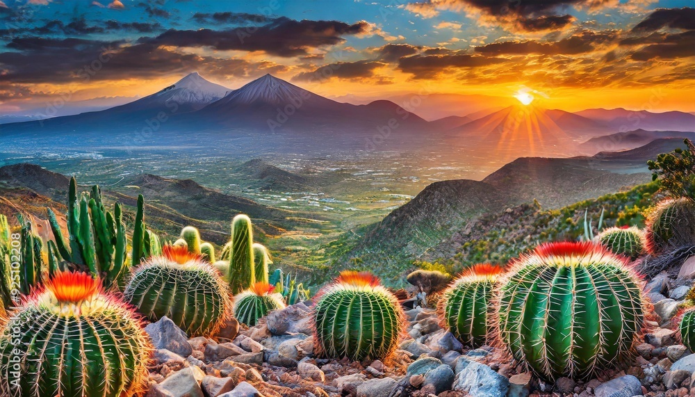 Canvas Prints cactus at sunset