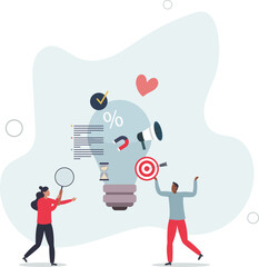 Marketing tips and tricks as advice from smart expert .flat design with people.