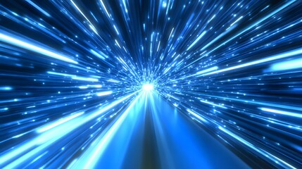 Abstract blue light speed background with laser beams, a technology and science concept