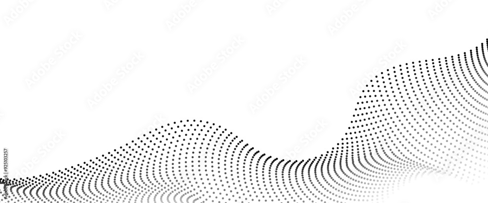 Aufkleber abstract halftone flowing wavy gradient dots shape isolated on transparent background. technology ab