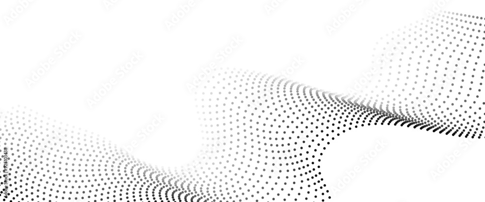 Aufkleber abstract halftone flowing wavy gradient dots shape isolated on transparent background. technology ab