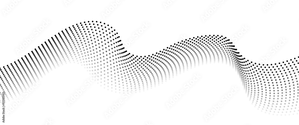 Aufkleber abstract halftone flowing wavy gradient dots shape isolated on transparent background. technology ab